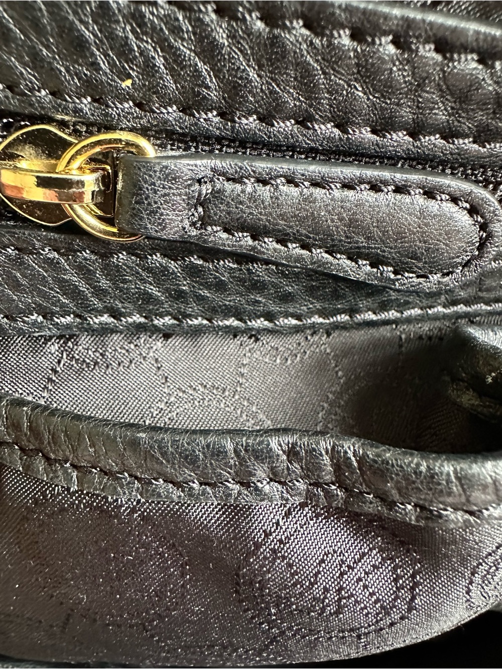 Michael Kors Fulton Large Black Pebbled Leather Shoulder Tote Bag Gold Hardware - Picture 7 of 9